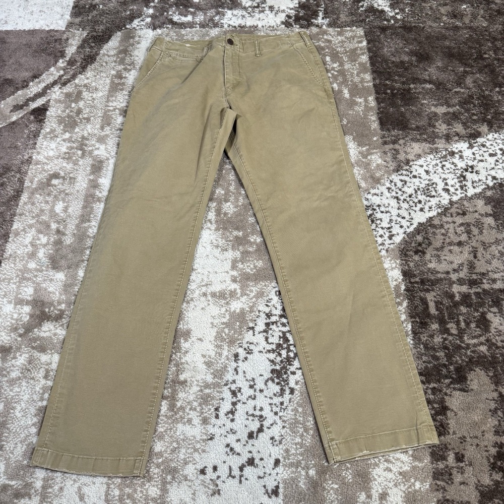 American Eagle Men's Athletic Chino Pants 34x34 Khaki Straight Leg Preppy